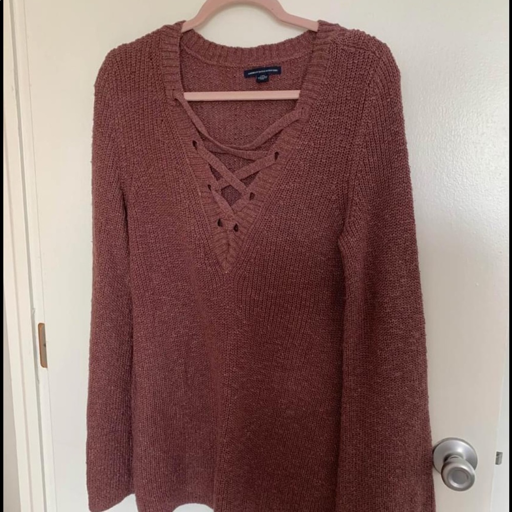 NWOT AEO Lace up sweater